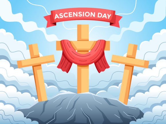 Ascension Day with Crosses on Mountain
