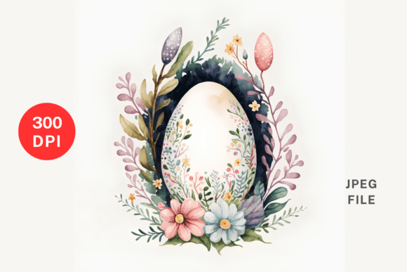 Easter Egg with Flowers Illustrations