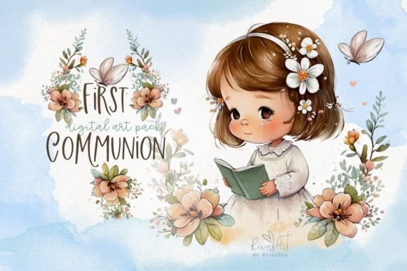 First Communion PNG Clipart Watercolor