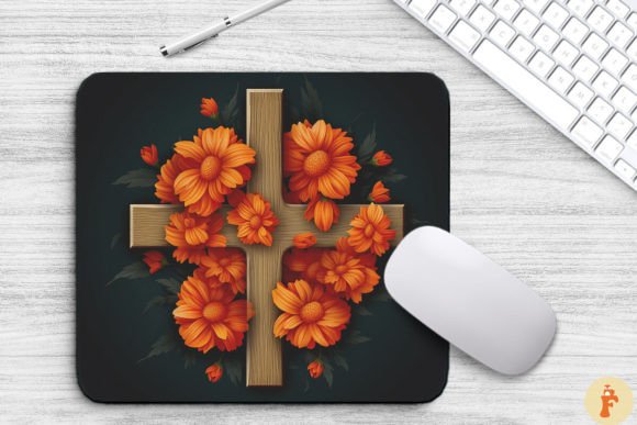 Wooden Cross with Marigold Flowers Backgrounds