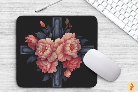 Wooden Cross with Peony Flowers Backgrounds