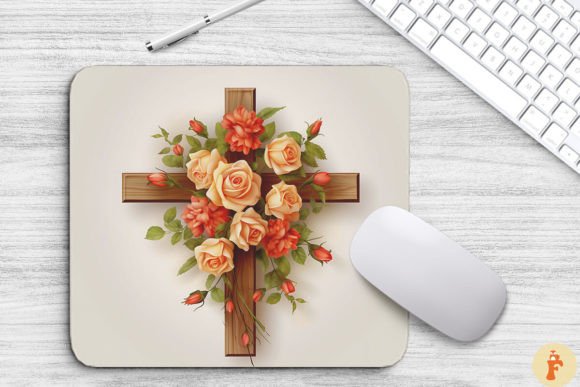 Wooden Cross with Rose Flowers Backgrounds