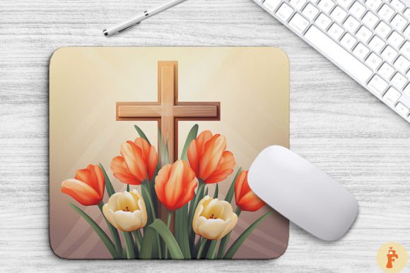 Wooden Cross with Tulip Flowers Backgrounds